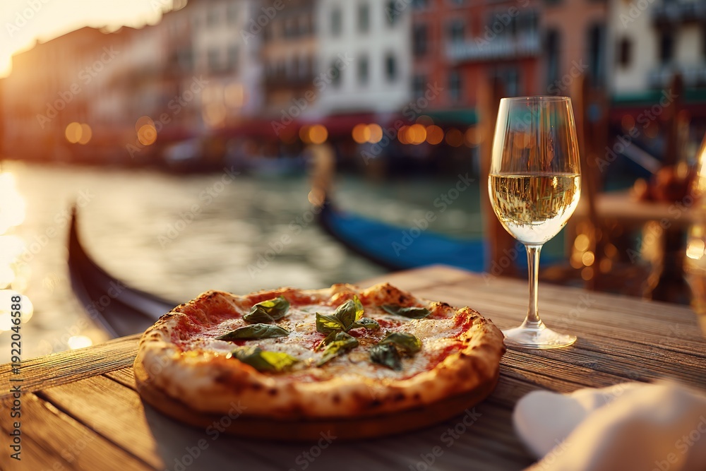 custom made wallpaper toronto digitalAuthentic Italian pizza and white wine at sunset in Venice