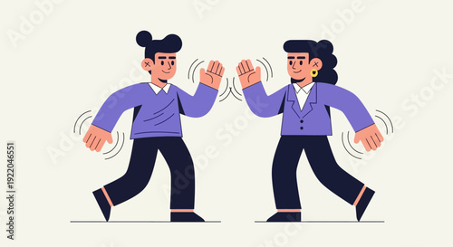 People high five in gesture of greeting and agreement, illustration
