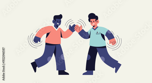 Friends High Five Vector Illustration Celebrating Friendship and Partnership