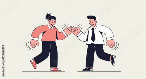 Two colleagues giving each other a high five in a collaborative gesture