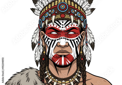 Native American Indian Man Face Paint.