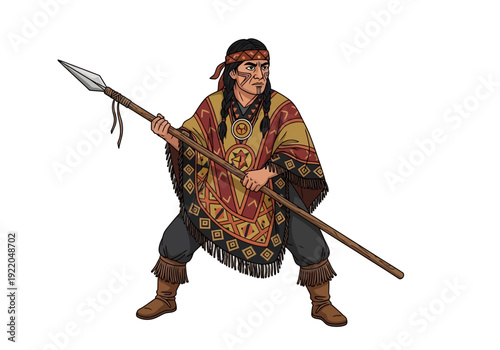 Native American warrior with spear.