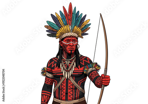 Native American Warrior with Bow.