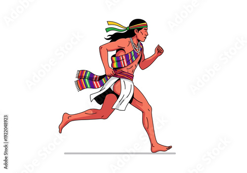 Runner in traditional tribal costume.