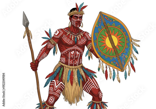Warrior in Traditional Tribal Costume.