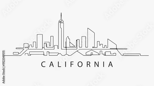Flat Design one line without breaking the California city.