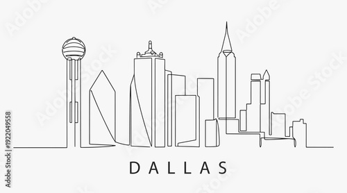 Flat Design one line without breaking the Dallas city.