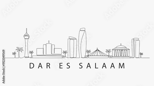 Flat Design one line without breaking the Dar Es Salaam city.