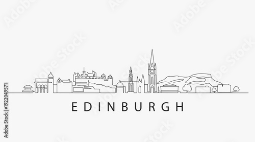 Flat Design one line without breaking the  Edinburgh city.