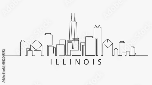 Flat Design one line without breaking the Illinois city.