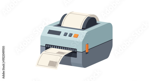 Receipt Printer Illustration with Paper Output