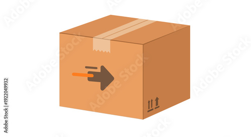Cardboard Shipping Box with Arrow Icon Symbolizing Delivery and Movement