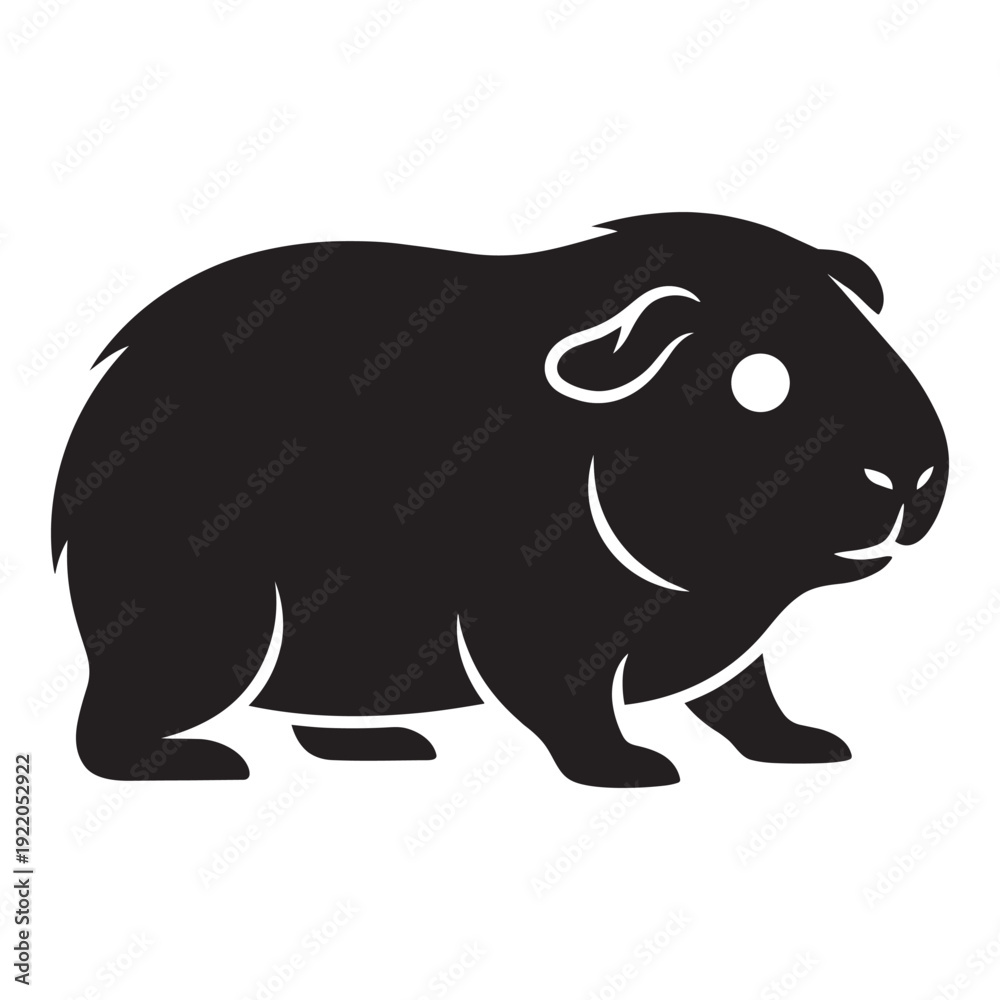 Fototapeta premium Black and White Wild Boar Silhouette Illustration Minimal Wildlife Animal Design
