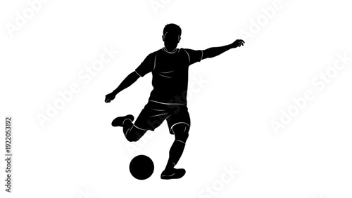 Soccer Silhouette: Powerful Male Football Kick in Competitive Motion