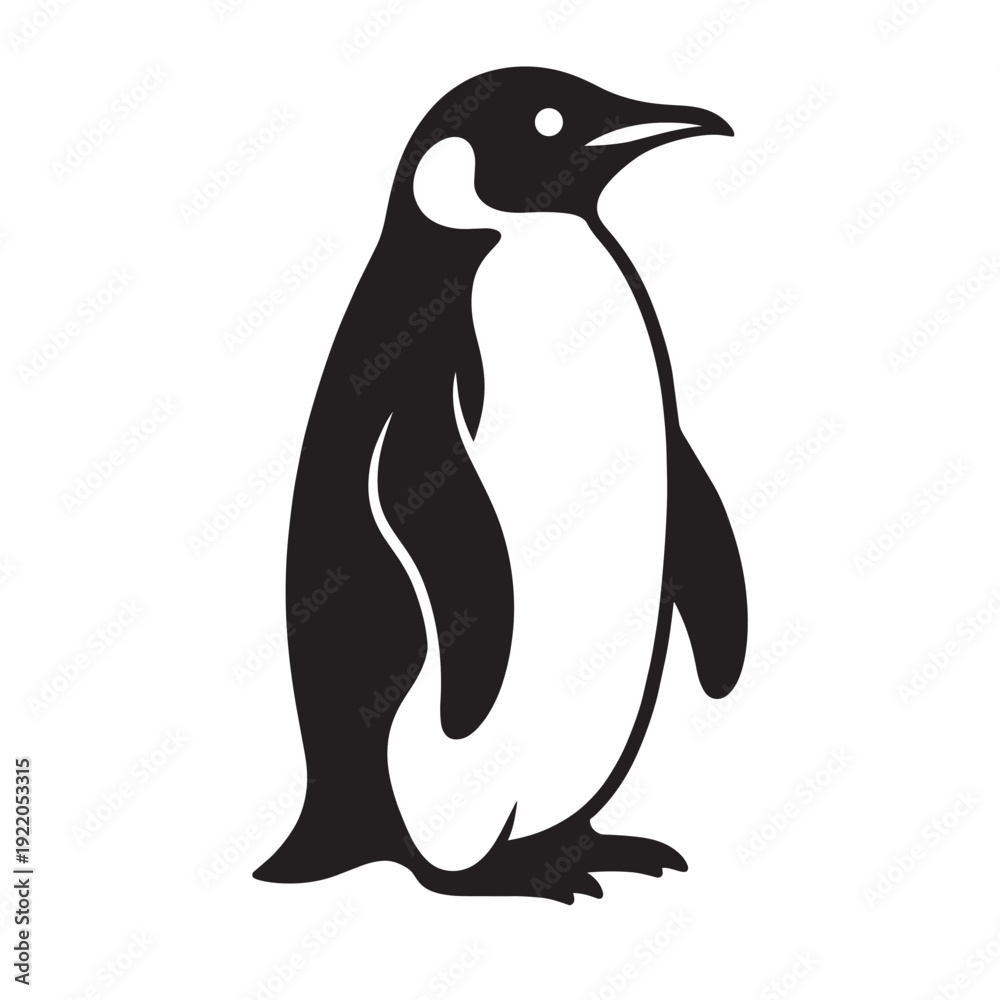 Obraz premium Black and White Penguin Silhouette Illustration Minimal Arctic Bird Design