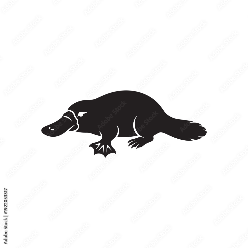 Fototapeta premium Black and White Platypus Silhouette Illustration Unique Australian Wildlife Design