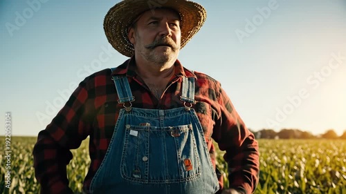 A humorous farmer's journey revealing his belly in a cornfield, captured in detailed frames under