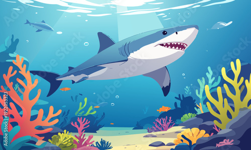 ゆったり泳ぐサメ