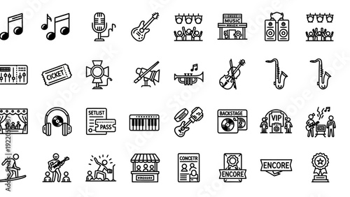 Collection of Music and Entertainment Icons.