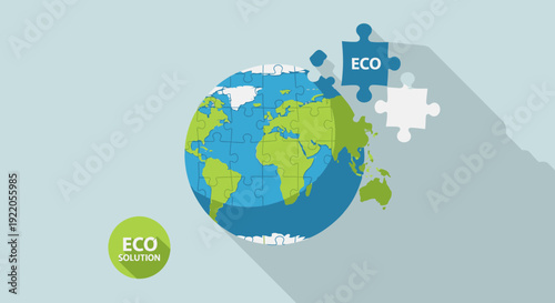 Eco friendly Earth puzzle with green and blue globe