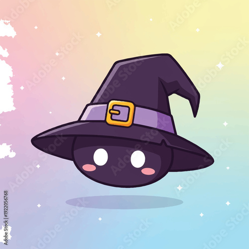 Cartoon Witch Hat with Purple Band.