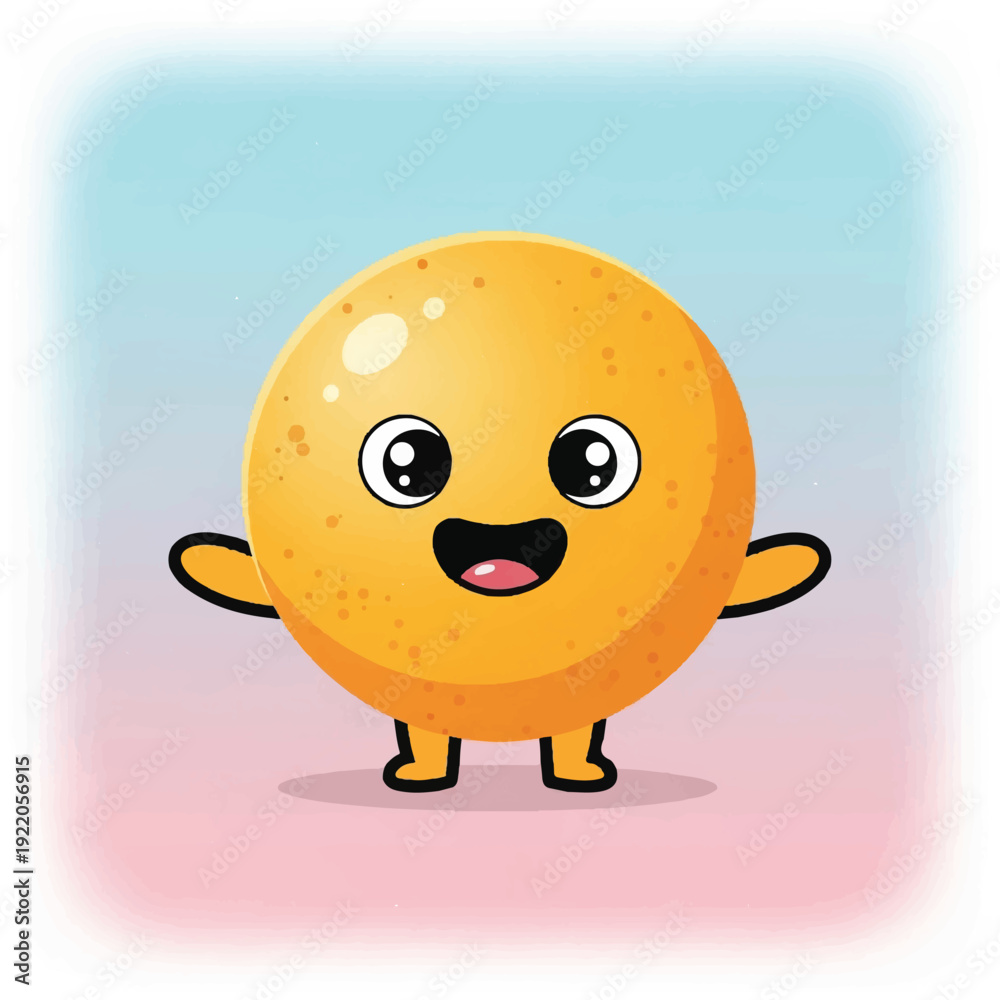 Obraz premium Smiling Yellow Cartoon Character with Arms and Legs.