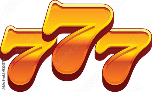 Cartoon casino gambling game lucky 777 jackpot combination, vector icon. Casino slot machine or poker gamble game victory sign of 777 luck in bonus win or bingo prize victory