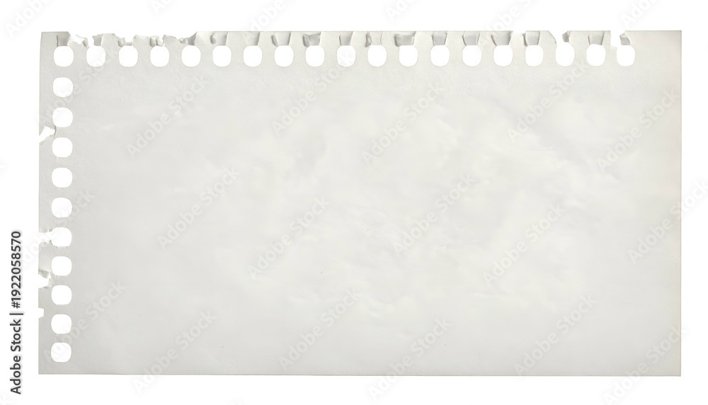 Obraz premium Isolated, textured blank notepad page with spiral binding and torn edges against a black ground
