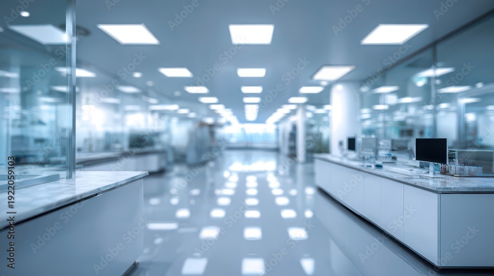Fototapeta premium Modern Laboratory Interior with Bright Lights and Clean Surfaces