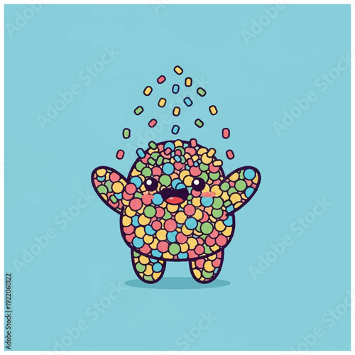Colorful Cartoon Character Made of Candy.
