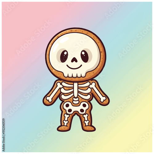 Cartoon Skeleton Character with Happy Expression.