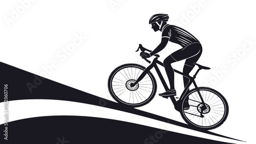Cyclist riding bicycle on road with dynamic motion