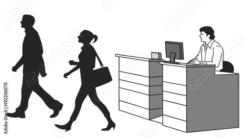 Business professionals interacting in modern office environment