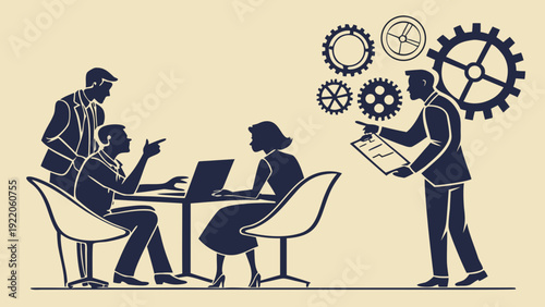 Business team brainstorming and planning together in modern office