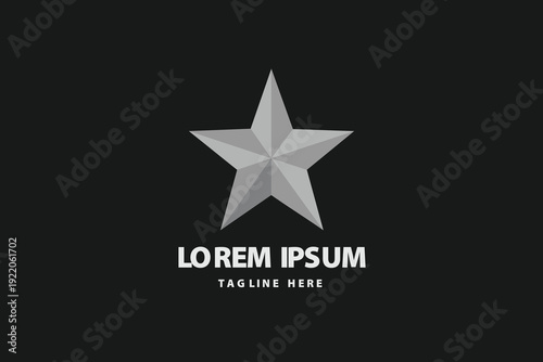 Metallic silver three dimensional star icon