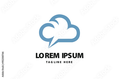 Blue cloud speech bubble communication icon