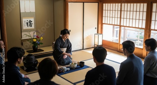 Traditional Japanese Tea Ceremony Scene in Kyoto, Cultural Travel and Matcha Experience