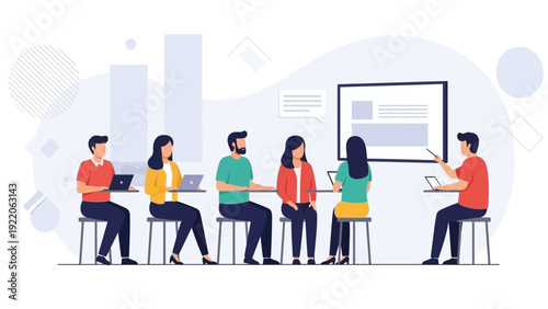 Team Meeting Presentation Business People Collaboration Office Learning