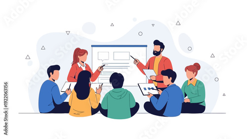 Team Meeting Presentation: Collaboration and Brainstorming in Modern Office