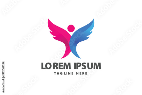 Stylized Winged Person Abstract Icon