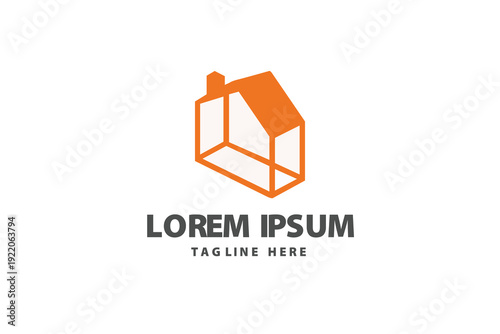 Modern Orange Line House Architecture Logo