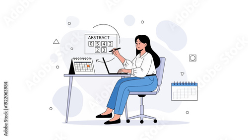 Woman Planning Schedule and Tasks on Laptop at Desk