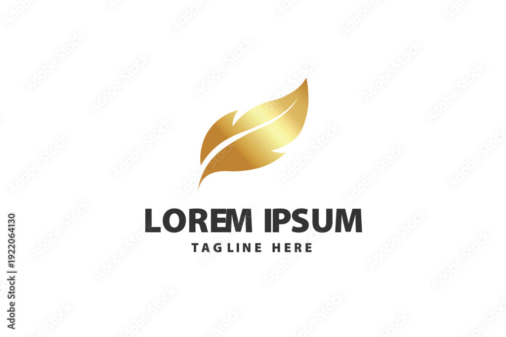 Fototapeta premium Golden Feather Plume Luxury Icon