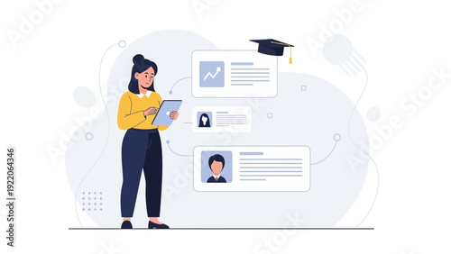 Woman Using Tablet for Online Education and Career Development