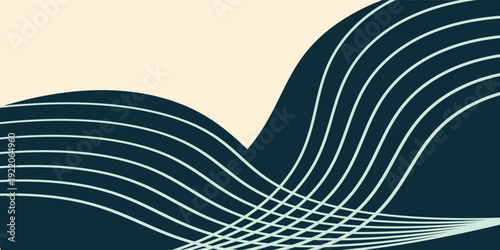 Cuadro en lienzo Dark green curved elements