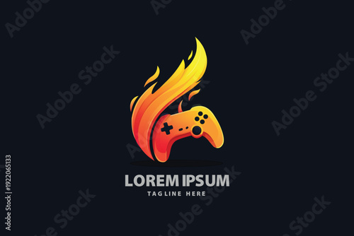 Flaming Video Game Controller Logo