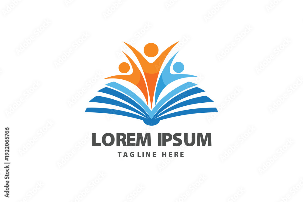 Fototapeta premium Open Book with Human Figures Logo