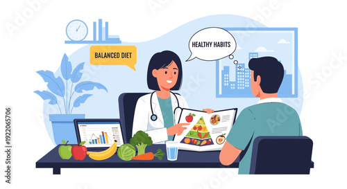 Doctor explaining healthy eating plan to patient