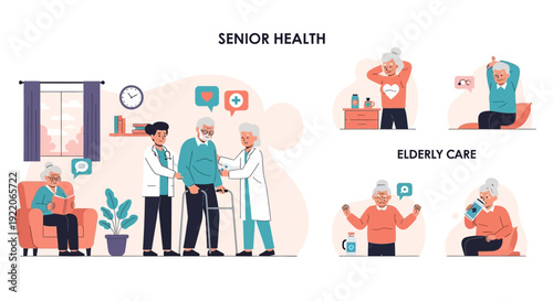 Elderly couple receiving care and support from healthcare professionals