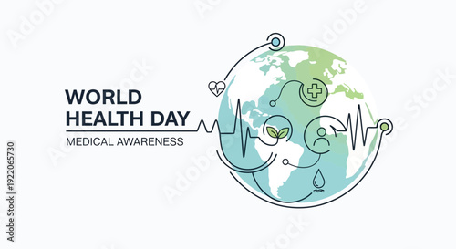 World Health Day medical awareness campaign with global health symbols